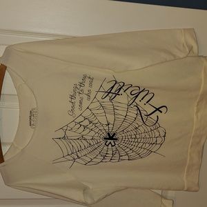 Fukitt Slouchy Off-White Sweatshirt Black Web Print Small